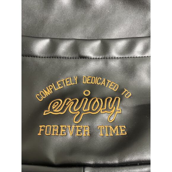 “Completely Dedicated to enjoy forever time” Embrod-black shoulder‎ bag 16x10 In - Picture 2 of 4